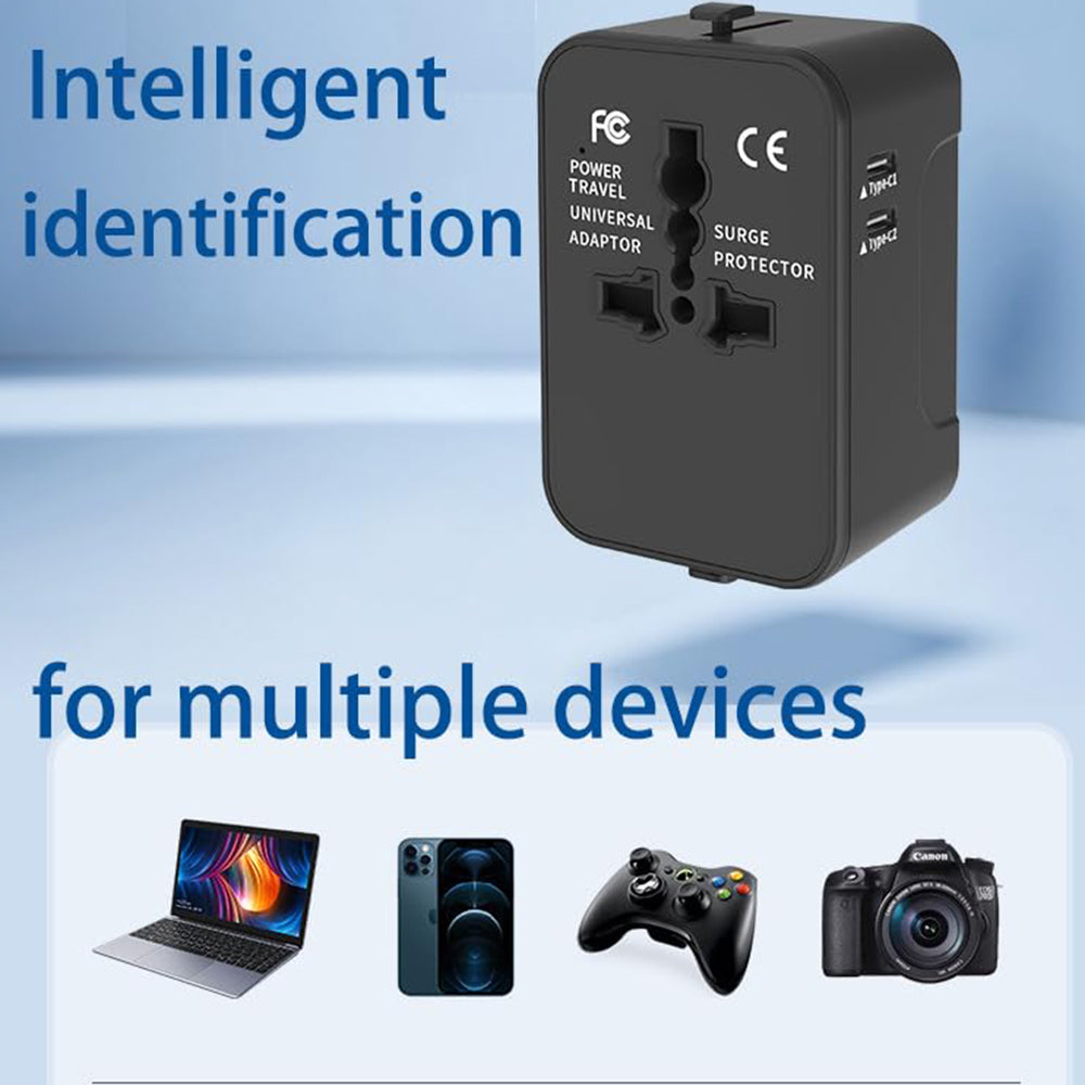 Polnilnik Techsuit HHT202-2C Travel, 15W, 3A, 2 x USB-C, črn