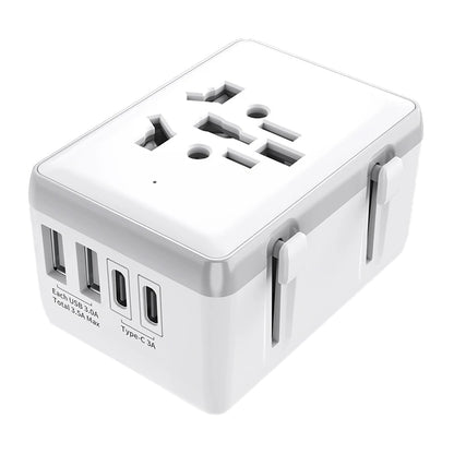 Techsuit HHt204A Travel Network Charger, 15W, 3A, 2 x USB-A - 2 x USB-C, White