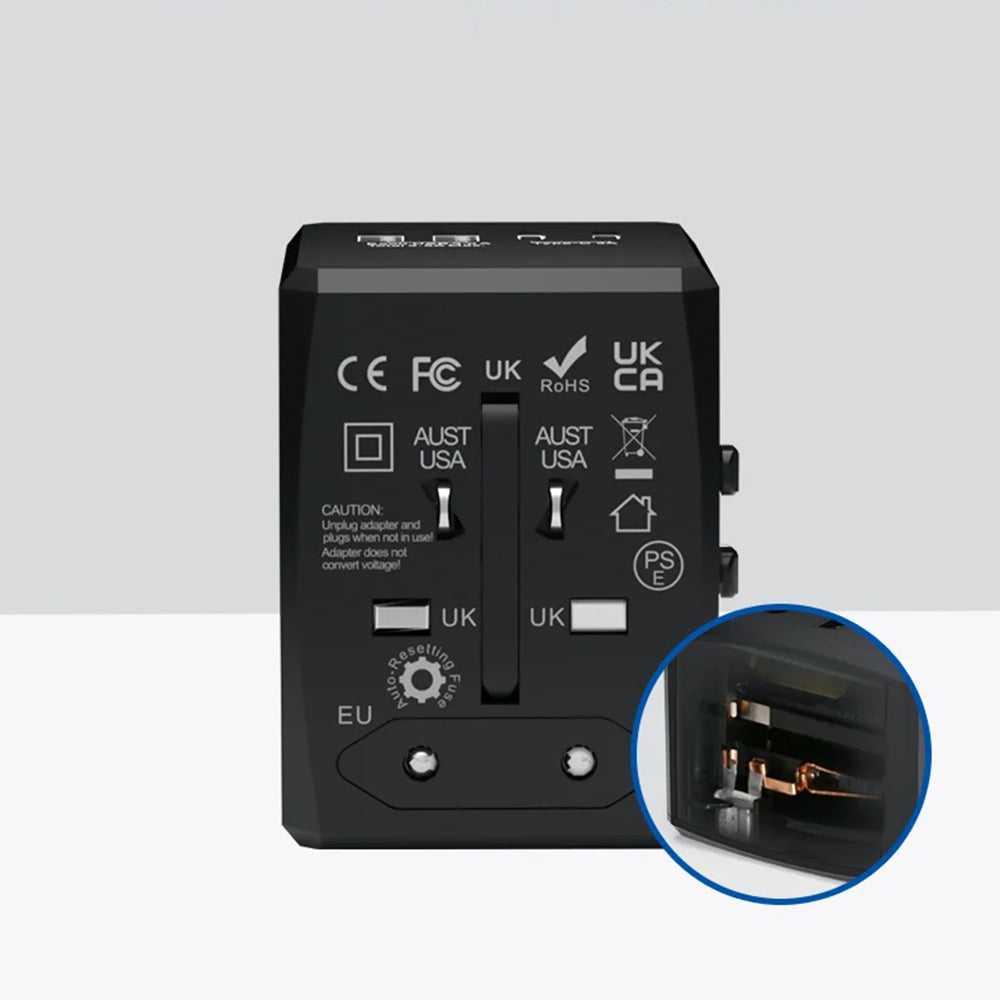 Polnilnik Techsuit HHT904-B2 Travel, 20W, 3A, 2 x USB-A - 2 x USB-C, črn