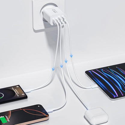 Polnilnik Techsuit PowerXQuad CH4, 40W, 3A, 2 x USB-A - 2 x USB-C, bel