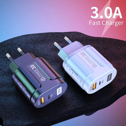 Polnilnik Techsuit Premium, 20W, 3A, 1 x USB-A - 1 x USB-C, Črn CHPD038