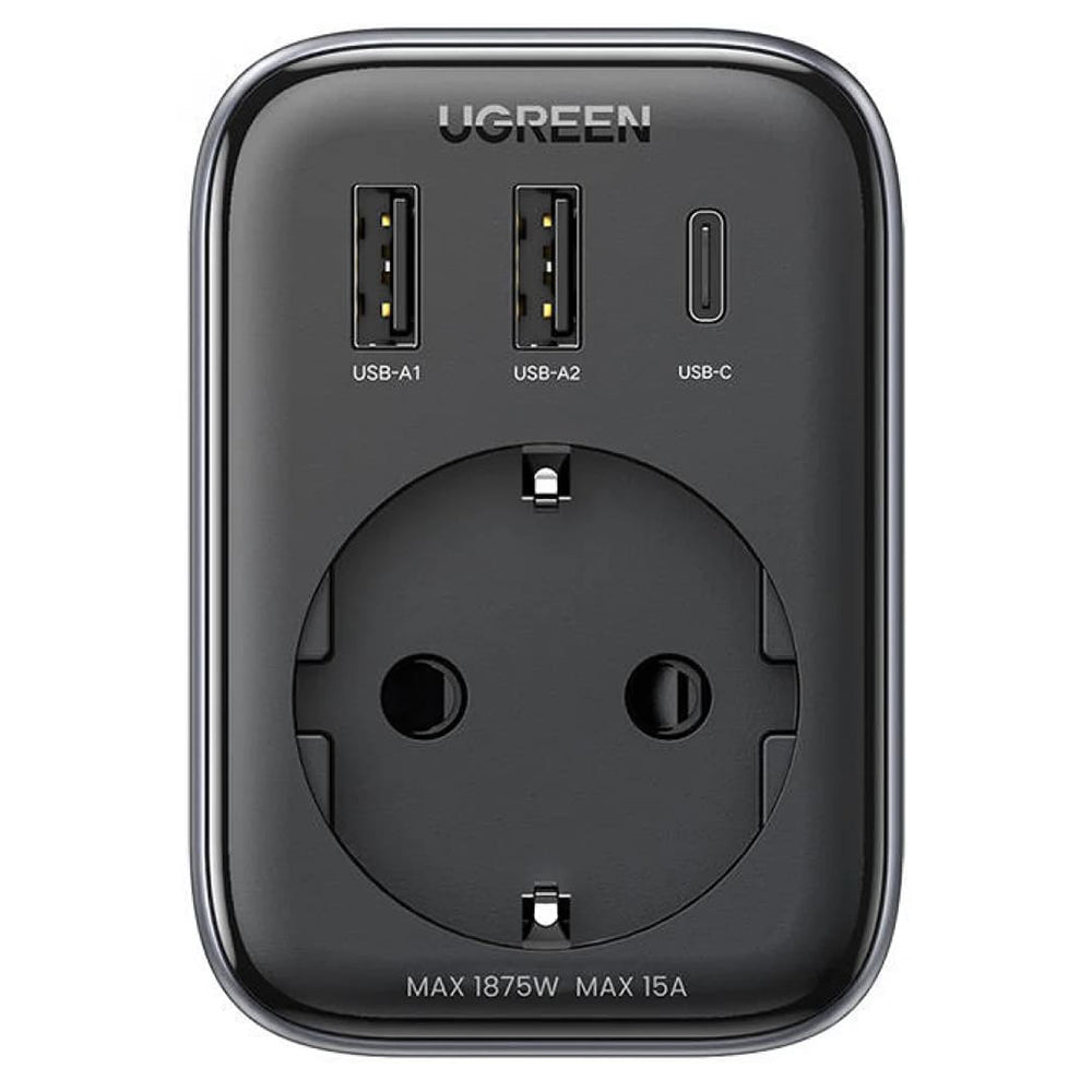 UGREEN 15289 US Network Charger, 30W, 3A, 2 x USB-A - 1 x USB-C - 1 x Schuko, Black