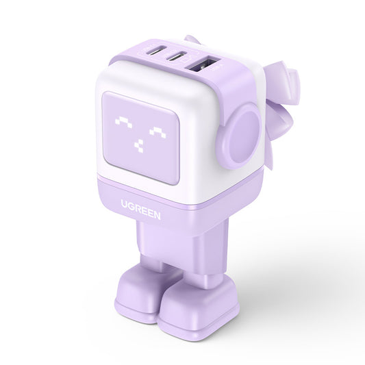 Polnilnik UGREEN CD361 Uno, 65W, 3.25A, 1 x USB-A - 2 x USB-C, Vijoličen