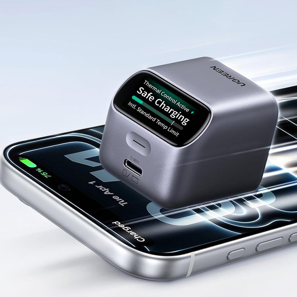 Omrežni polnilnik UGREEN Nexode Pro X740 (25419B) z zaslonom, 45 W, 3 A, 1 × USB-C, siv