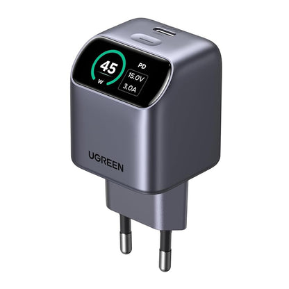 Omrežni polnilnik UGREEN Nexode Pro X740 (25419B) z zaslonom, 45 W, 3 A, 1 × USB-C, siv