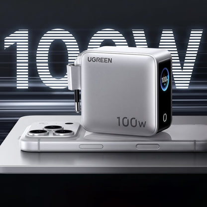 Omrežni polnilnik UGREEN Nexode Pro X772 (95942B) z zaslonom, 100 W, 5 A, 1 × USB-A – 3 × USB-C, siv