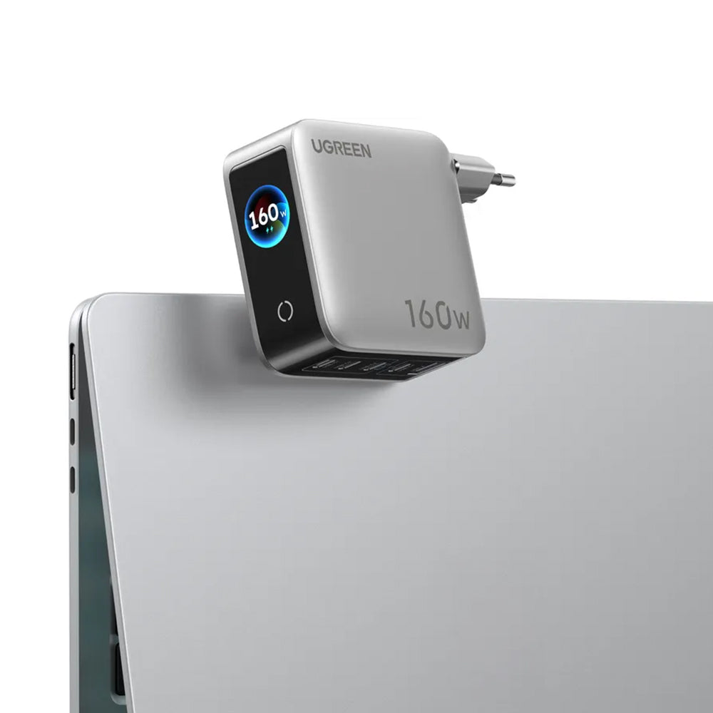 Omrežni polnilnik UGREEN Nexode Pro X774 (65637B) z zaslonom, 160 W, 5 A, 1 × USB-A – 4 × USB-C, siv