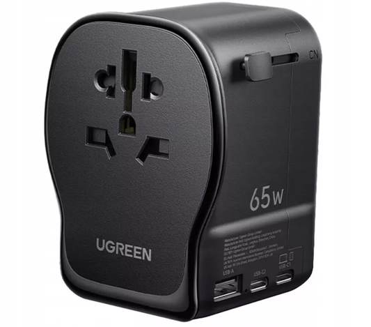 Omrežni polnilec UGREEN Travel S550 (55001), 65W, 3,25A, 1 x USB-A - 2 x USB-C, Črn