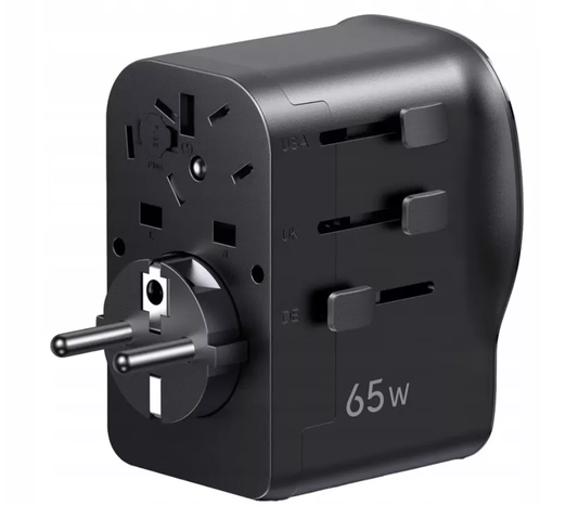 Omrežni polnilec UGREEN Travel S550 (55001), 65W, 3,25A, 1 x USB-A - 2 x USB-C, Črn