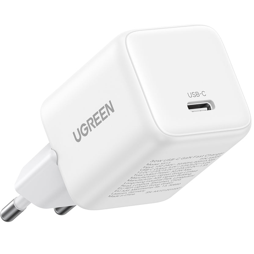 Polnilnik UGREEN X513, 30W, 3A, 1 x USB-C, Bel
