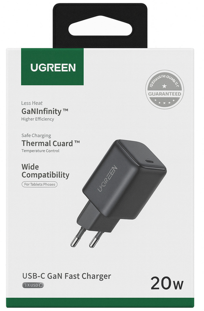 Omrežni polnilec UGREEN X517, 25W, 3A, 1 x USB-C, Črn