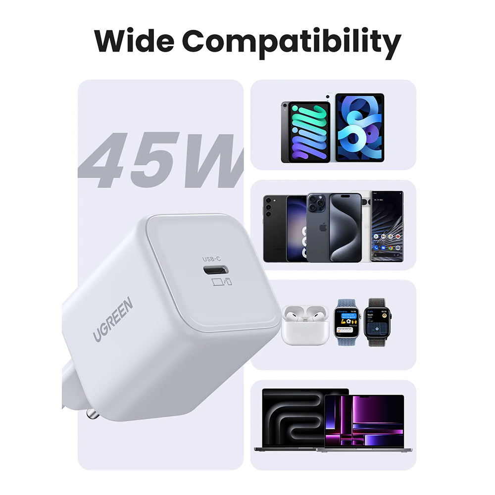 Omrežni polnilec UGREEN X524 (65053), 45W, 3A, 1 x USB-C, bel
