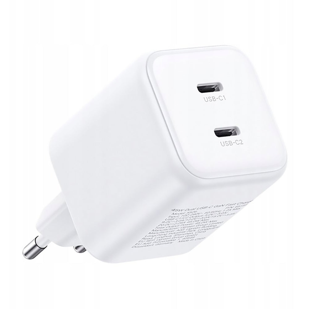 Omrežni polnilec UGREEN X526 (65154), 45W, 3A, 2 x USB-C, bel
