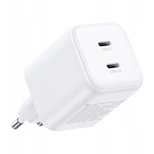Omrežni polnilec UGREEN X526 (65154), 45W, 3A, 2 x USB-C, bel