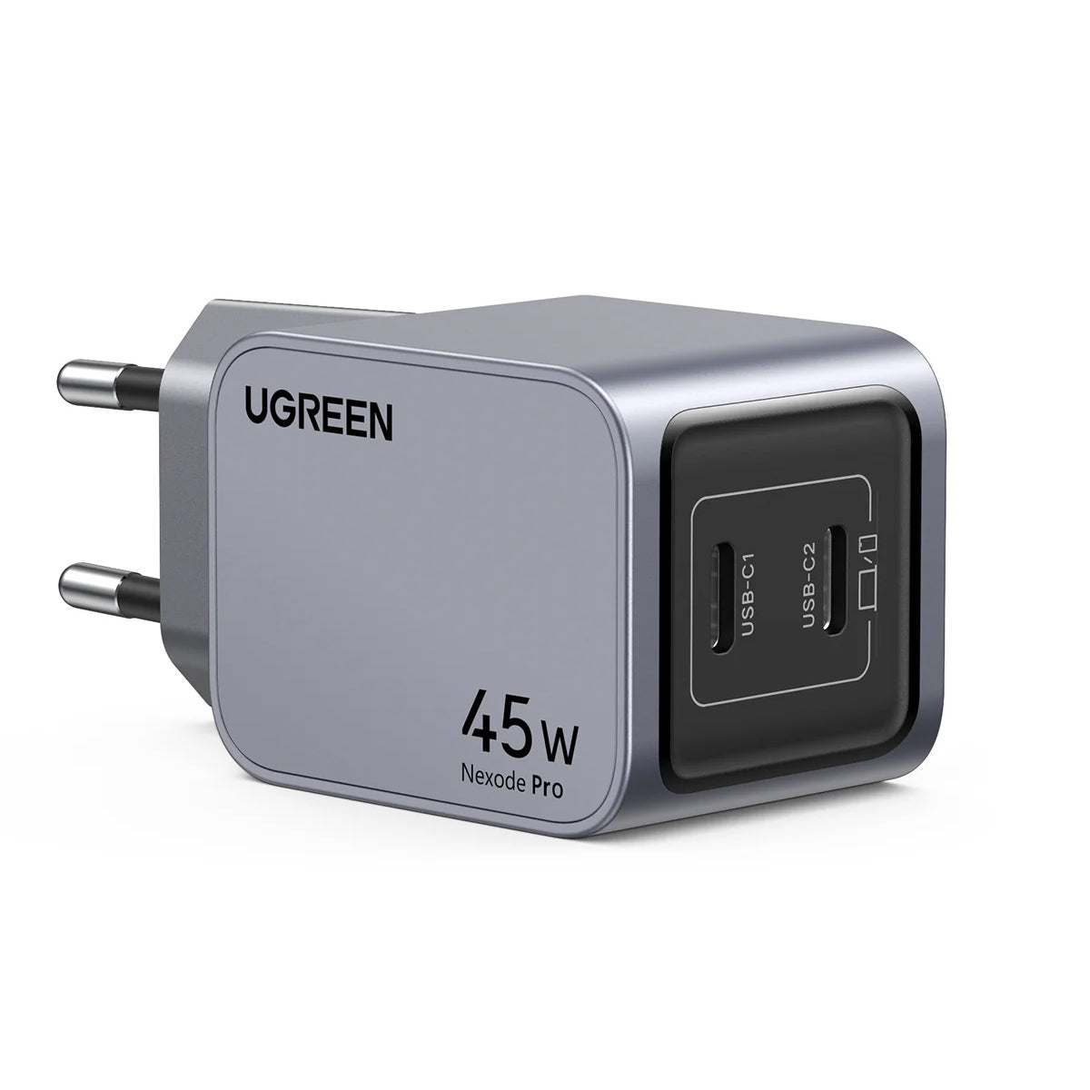 Omrežni polnilnik UGREEN X707 Nexode Pro, 45 W, 3A, 2 x USB-C, siva 