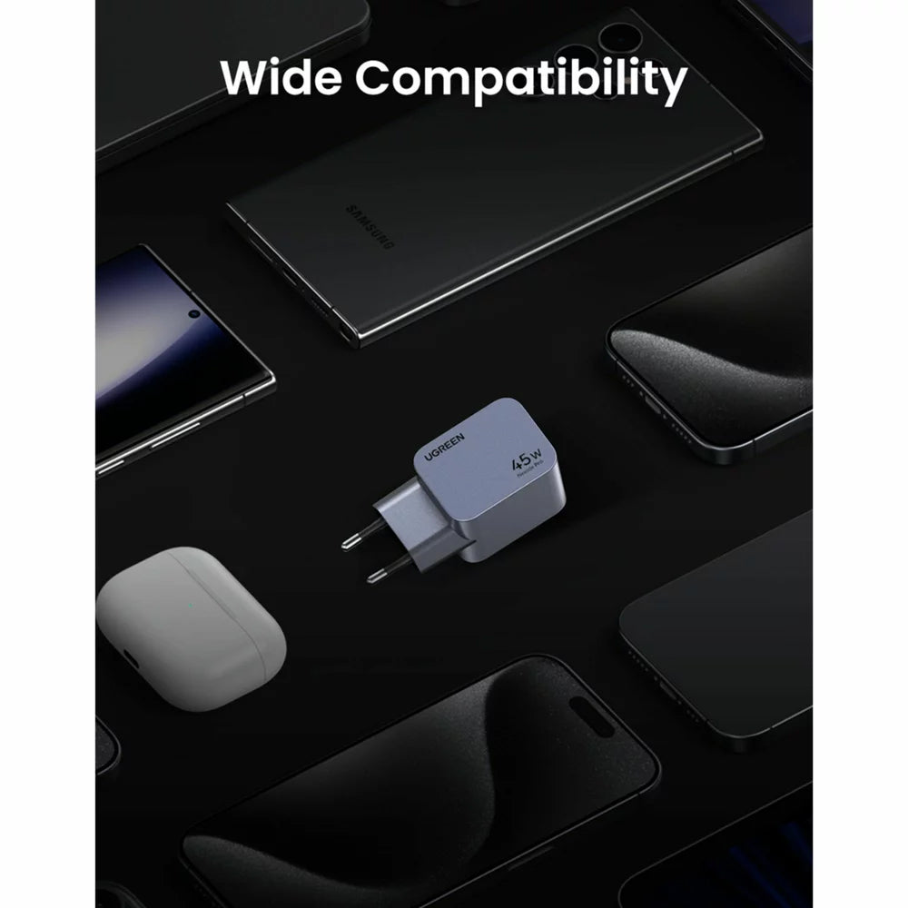 Omrežni polnilnik UGREEN X707 Nexode Pro, 45 W, 3A, 2 x USB-C, siva 