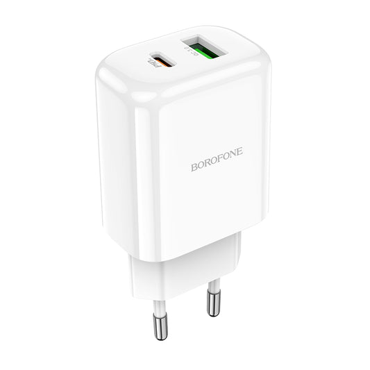Polnilnik omrežja Borofone BBN4 Potential, 20W, 3A, 1 x USB-A - 1 x USB-C, Bel