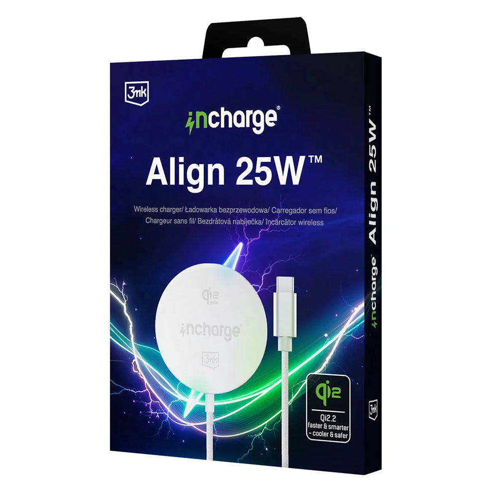 Brezžični polnilec 3MK Align, 25W, bel