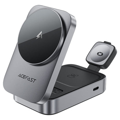 Brezžični omrežni polnilec Acefast E22 3v1, 22.5W, 1.67A, Siv