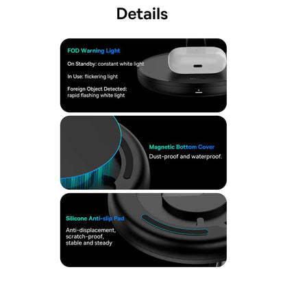 Incarcator Retea Wireless Baseus Swan 3in1, 20W, 1.67A, P10221302113-Z1