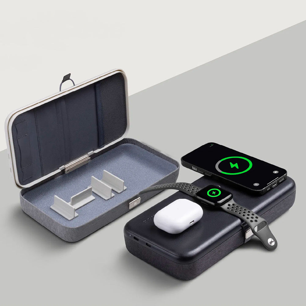 Brezžični omrežni polnilec Edizard PowerCube 3in1, 65W, 3.25A, 1 x USB-C, Siv