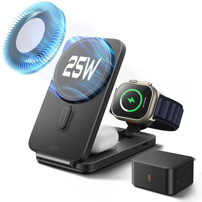 Brezžični omrežni polnilec ESR CryoBoost 3v1, 25W, črn