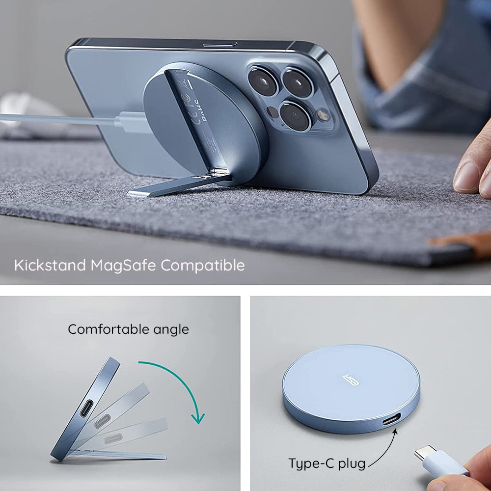 Brezžični omrežni polnilec ESR HaloLock, 15W, 1.67A, Modra