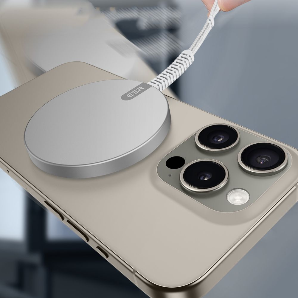 Brezžični omrežni polnilec ESR HaloLock, 15W, 1.67A, Srebrn.