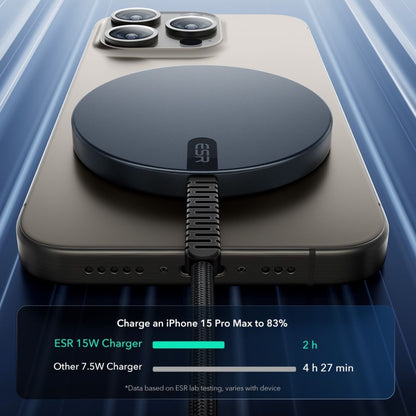 Brezžični omrežni polnilec ESR HaloLock, 15W, 1.67A, črn