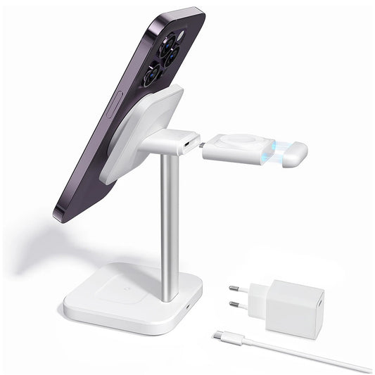 Brezžični omrežni polnilec ESR HaloLock 3v1, 15W, 1.67A, Bel