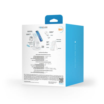 Forever MACS-100 5in1 Wireless Network Charger, 20W, 3A, 1 x USB-A, White