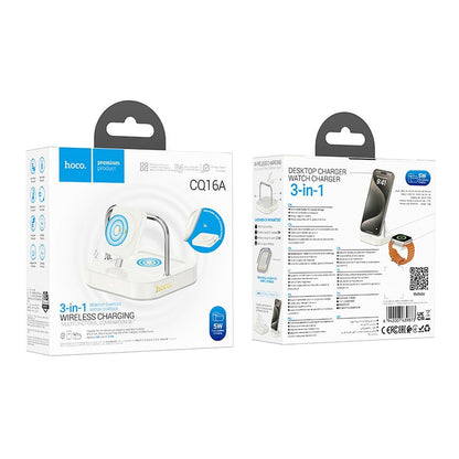 Brezžični omrežni polnilec HOCO CQ16A 3v1, 15W, 1.67A, Bel