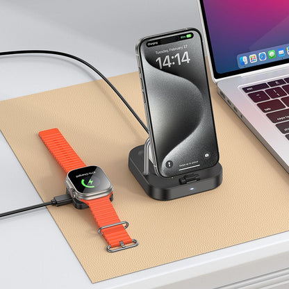 HOCO CQ16A 3in1 Wireless Network Charger, 15W, 1.67A, Black