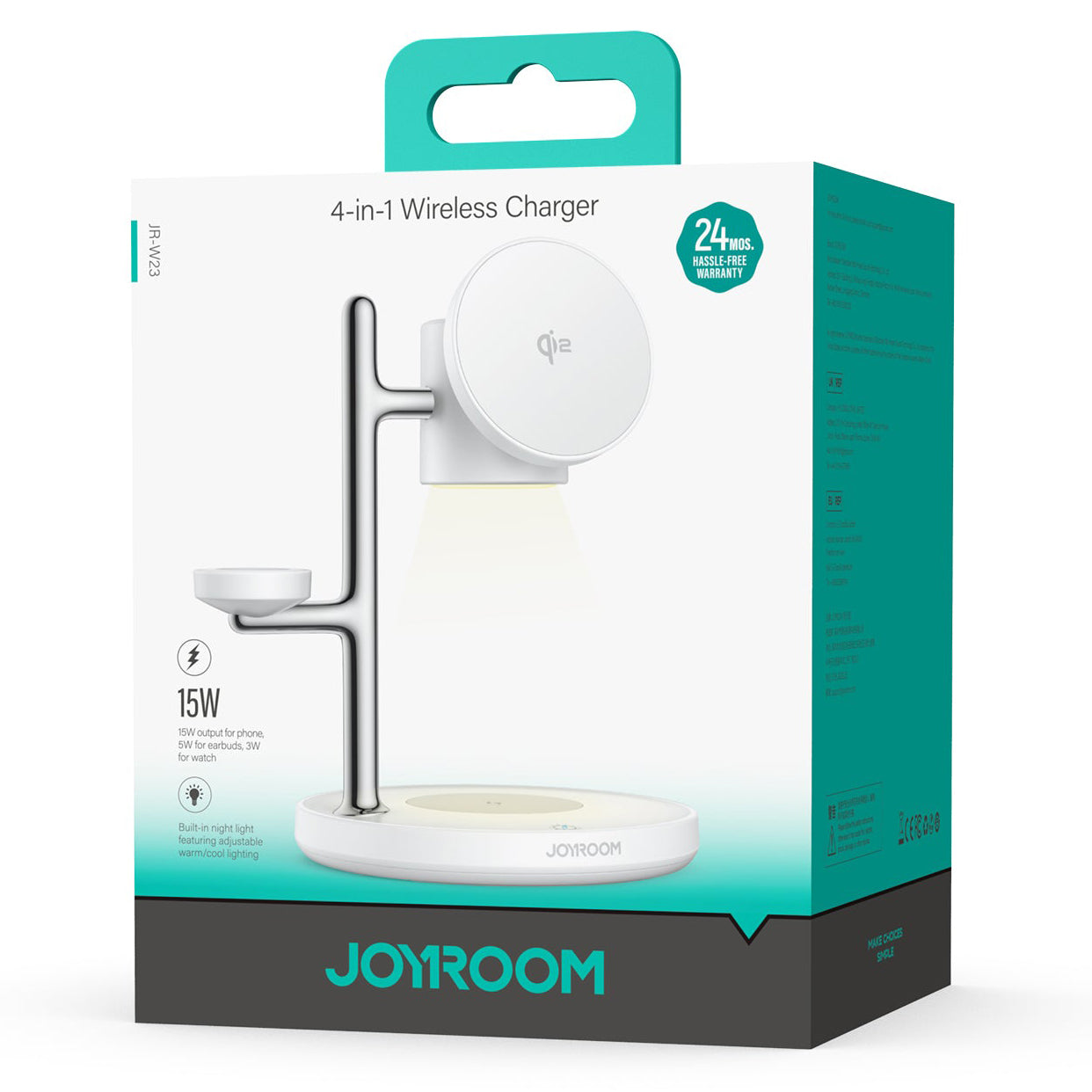 Brezžični omrežni polnilec Joyroom JR-W23 3v1, 15W, 1.67A, Bel