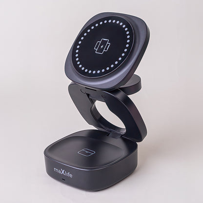Brezžični omrežni polnilec MaXlife MXWC-06 3v1, 15W, 1.67A, črn