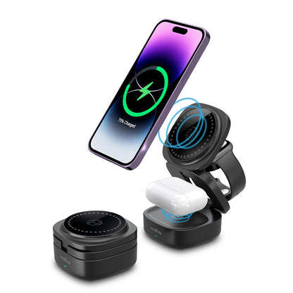 Brezžični omrežni polnilec MaXlife MXWC-06 3v1, 15W, 1.67A, črn