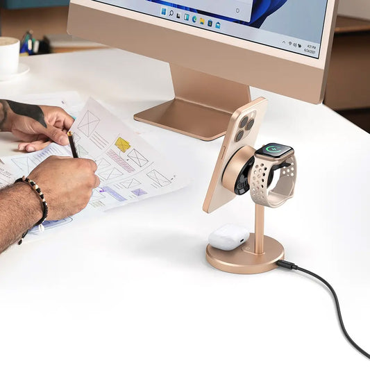 Brezžični omrežni polnilec McDodo CH-2463 Swan 3v1, 22.5W, 1.67A, Zlat