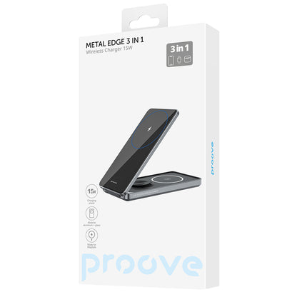 Brezžični omrežni polnilec Proove Metal Edge 3v1, 15W, 1.67A, Siv WSME15010003