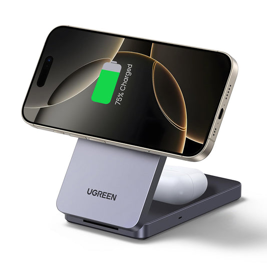 Brezžični omrežni polnilec UGREEN W528 2v1, 20W, 1.67A, črn