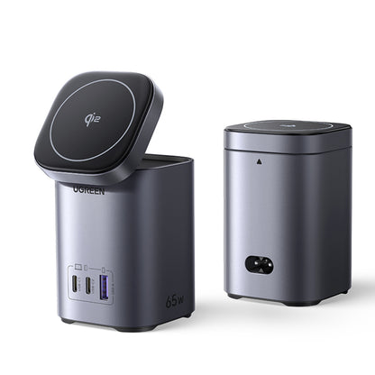 Brezžični omrežni polnilec UGREEN X555 4v1, 65W, 3.25A, 1 x USB-A - 2 x USB-C, Siv