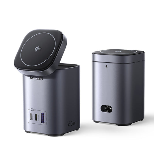 Brezžični omrežni polnilec UGREEN X555 4v1, 65W, 3.25A, 1 x USB-A - 2 x USB-C, Siv