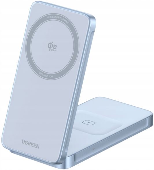 Brezžični polnilec UGREEN MagFlow 2v1, 25W, modra, ponovno zapakiran