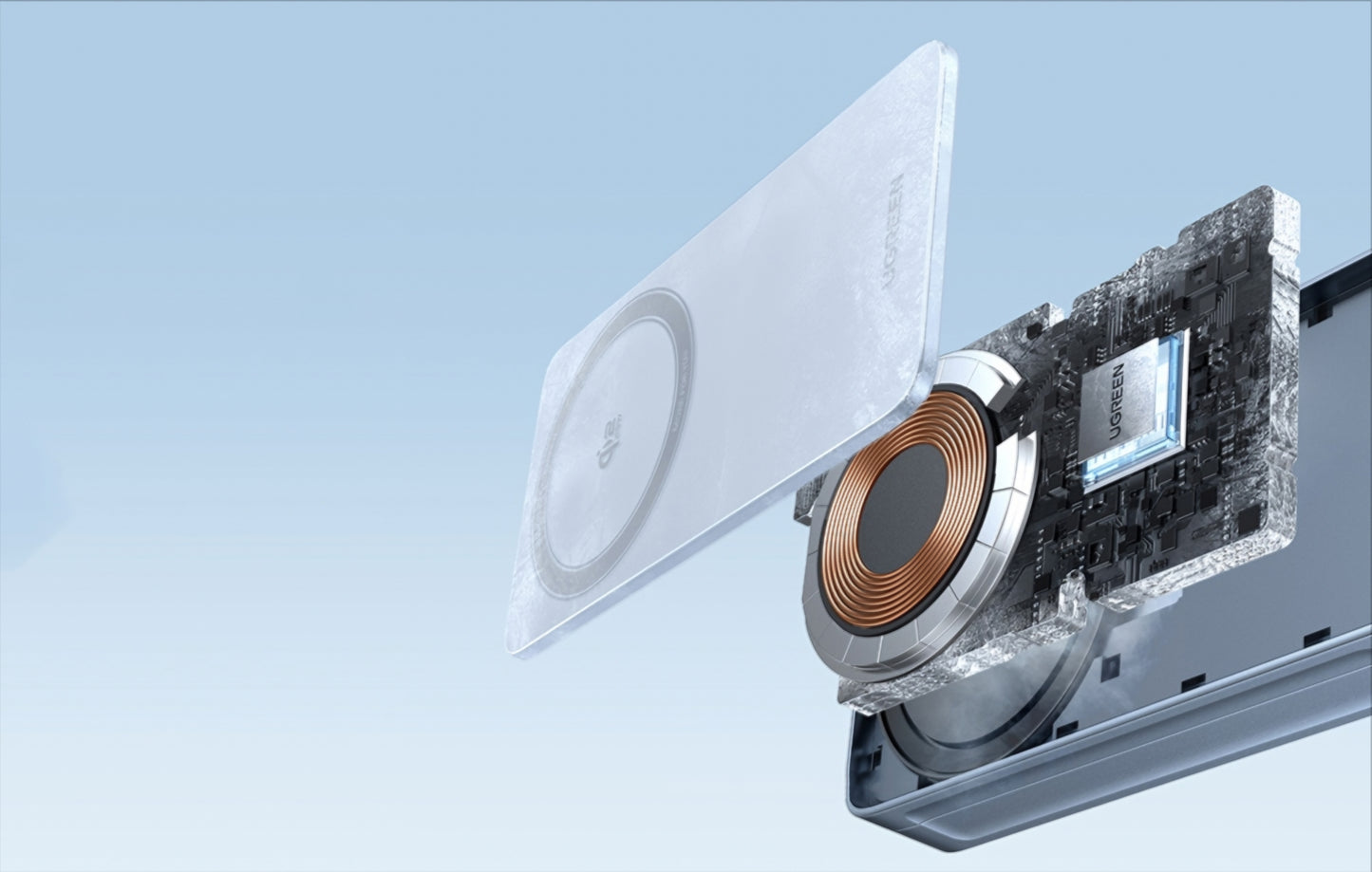 Brezžični omrežni polnilec UGREEN MagFlow 2in1, 25W, Modra