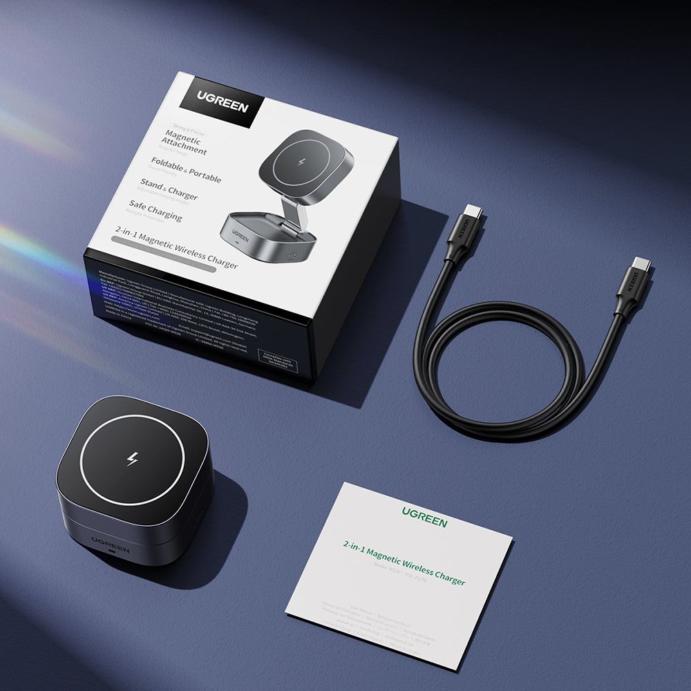 Brezžični omrežni polnilec UGREEN W526 3v1, 20W, 1.67A, 1 x USB-C, črn