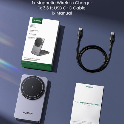 Brezžični omrežni polnilec UGREEN W528 2v1, 20W, 1.67A, Bel