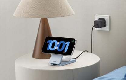 Brezžični omrežni polnilec UGREEN MagFlow 2in1, 25W, Modra