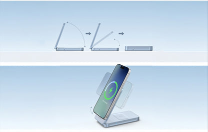 Brezžični omrežni polnilec UGREEN MagFlow 2in1, 25W, Modra