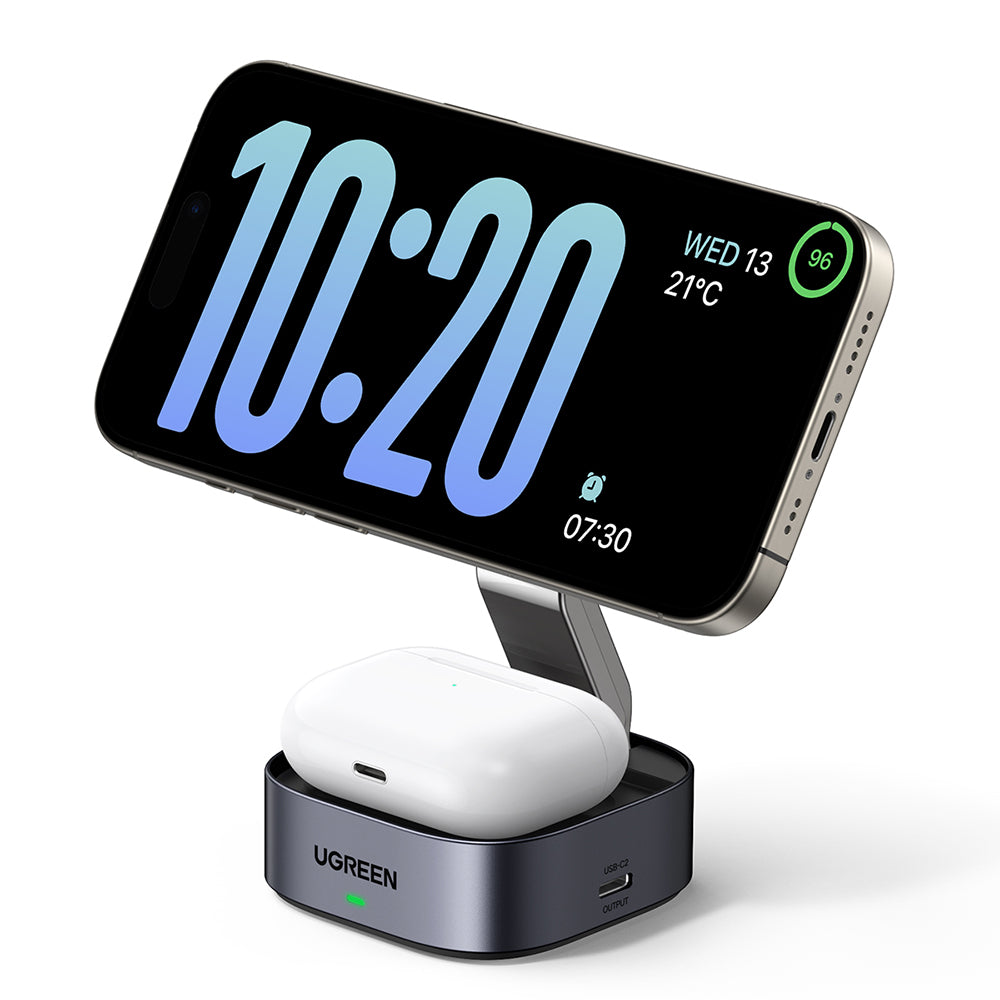 Brezžični omrežni polnilec UGREEN W526 3v1, 20W, 1.67A, 1 x USB-C, črn
