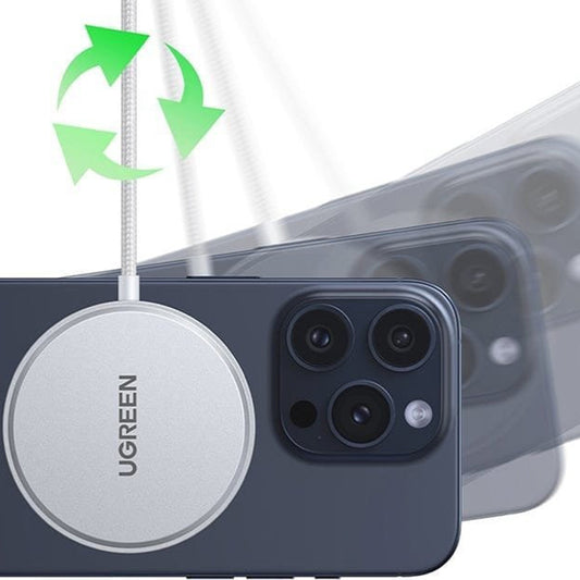Brezžični omrežni polnilec UGREEN W703, 15W, 1.67A, Bel