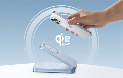 Brezžični omrežni polnilec UGREEN MagFlow 2in1, 25W, Modra